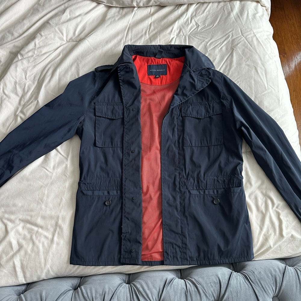Banana Republic Dark Blue Jacket with Bright Red Interior